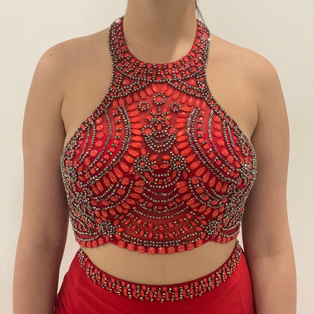Red Two piece formal dress
